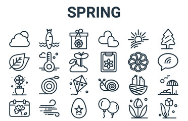 Fototapeta na wymiar linear pack of spring line icons. simple web vector icons set such as flora, flower, flower, sun, flower. vector illustration.