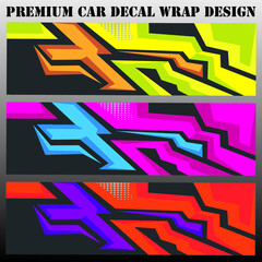 Car wrap decal designs. Abstract racing and sport background for racing livery