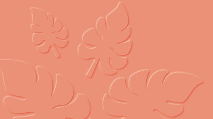 Leaves papercut abstract pink background. Vector illustration.