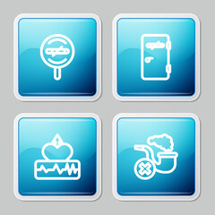 Set line No smoking, area, Heartbeat increase and Smoking pipe with smoke icon. Vector