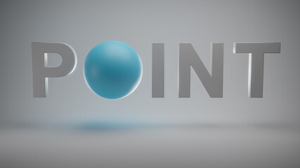 Close up of white Point text with blue globe.
