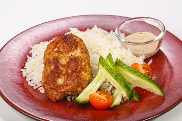 Steamed Rice with chicken cutlet