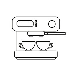 Vector illustration of home kitchen appliances isolate on a white background. Line icon coffee machine, coffee maker symbol