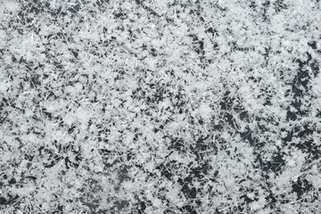 Winter. The falling snow covered the black surface.