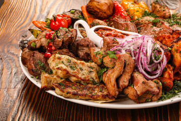 Bbq mix plate with beef, pork, lamb