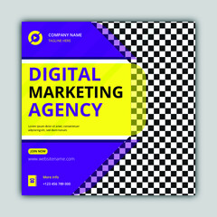 Obraz premium Digital marketing agency and corporate flyer, social media post template