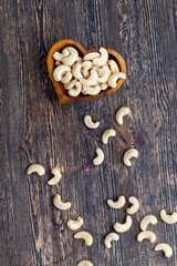 cashew nuts in a heart-shaped plate