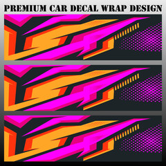 Fototapeta premium Car wrap decal designs. Abstract racing and sport background for racing livery