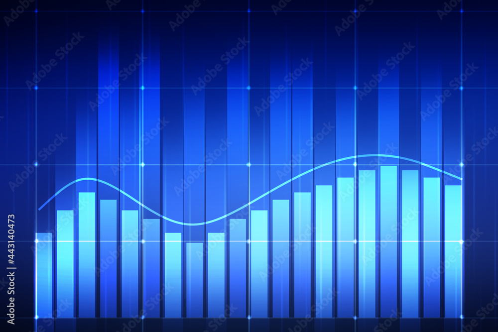 Poster modern blue abstract graph with futuristic neon lights background. new and latest technology backdro