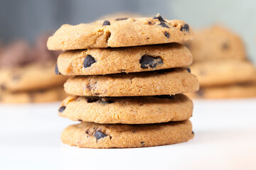 delicious wheat flour cookies and chocolate drops