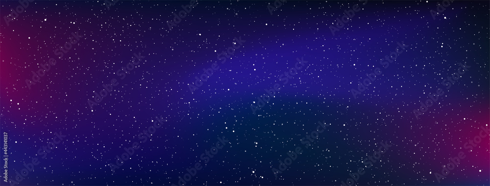 Wall mural realistic galaxy sky, starry nights with bright shiny stars, shining stars in the dark sky. vector i