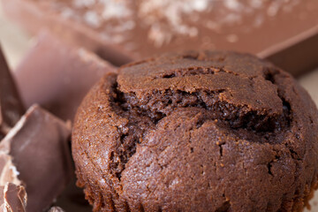 broken into several parts pieces of chocolate
