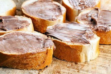 soft chocolate butter and white baguette