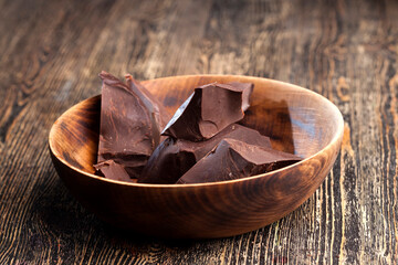 bitter chocolate broken into pieces