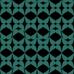 Vector simple geometric seamless pattern green ornament on black background