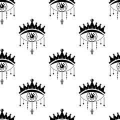 Esoteric eyes. Abstract seamless pattern.
