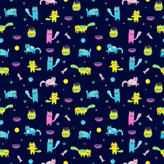 Adorable animal illustration seamless pattern for kids project, fabric, scrapbooking, crafting, invitation and many more.