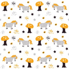 Adorable animals  illustration seamless pattern for kids project, fabric, scrapbooking, crafting, invitation and many more.