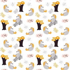 Adorable animals  illustration seamless pattern for kids project, fabric, scrapbooking, crafting, invitation and many more. - obrazy, fototapety, plakaty