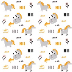 Adorable animals  illustration seamless pattern for kids project, fabric, scrapbooking, crafting, invitation and many more.