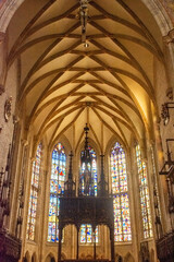 Fototapeta na wymiar ULM, GERMANY, 7 AUGUST 2020: interior of Ulm Cathedral, the tallest church in the world