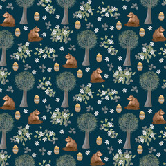 Adorable animals  illustration seamless pattern for kids project, fabric, scrapbooking, crafting, invitation and many more. - obrazy, fototapety, plakaty
