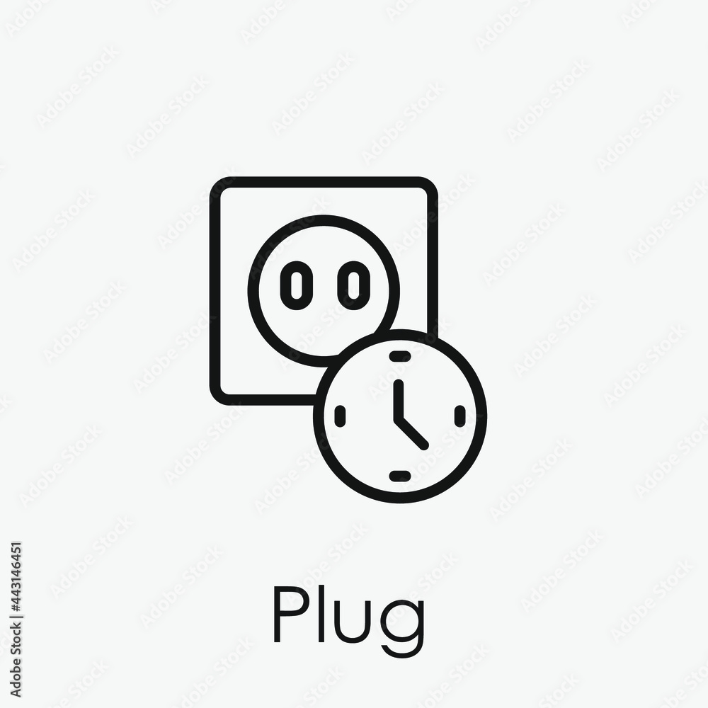Poster plug vector icon. editable stroke. symbol in line art style for design, presentation, website or app