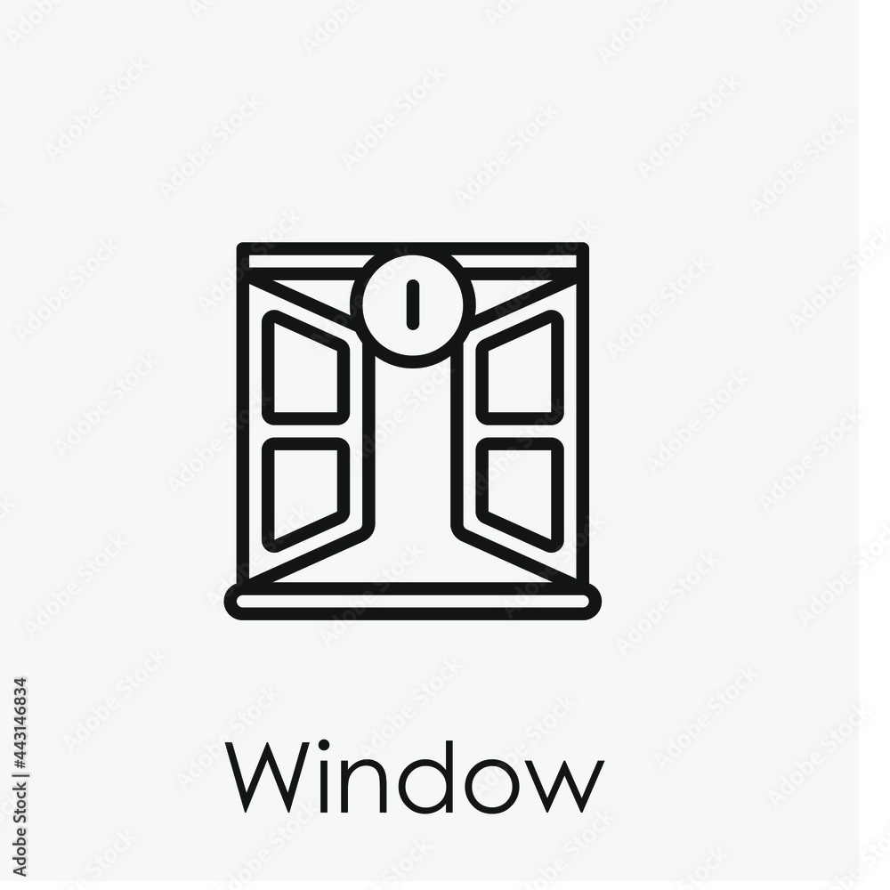Poster window vector icon. editable stroke. symbol in line art style for design, presentation, website or a