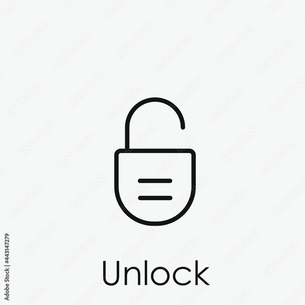 Aufkleber unlock vector icon. editable stroke. symbol in line art style for design, presentation, website or a