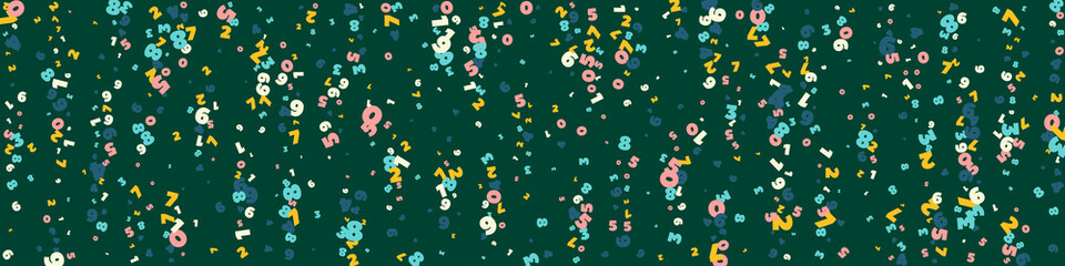 Falling light numbers. Math study concept with flying digits. Magnificent back to school mathematics banner on blackboard background. Falling numbers vector illustration.