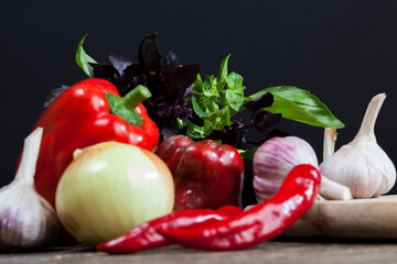 pepper spices on the kitchen table