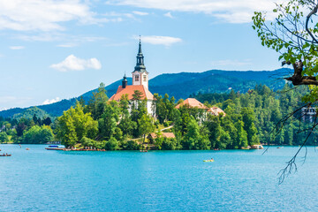 Church on the island of Lake Bled, Slovenia