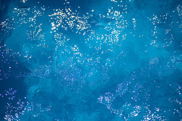 a small ripple on the surface of clear blue sea water, a natural background with a place for text. 