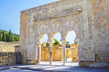 Fototapeta na wymiar Ruins of Medina Azahara, a fortified Moorish medieval palace city in Andalusia, Spain