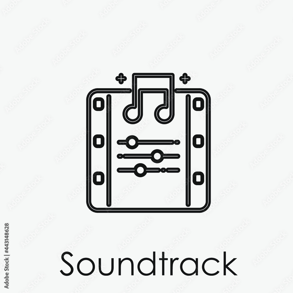 Poster soundtrack vector icon. editable stroke. symbol in line art style for design, presentation, website 
