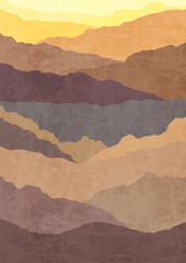 Boho Print. Abstract Mountains Background. Terracotta Poster. Abstract Arrangements. Landscapes,...