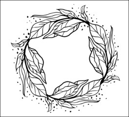 Plant nature frame set. Decor botanical element.Elegante vintage style.