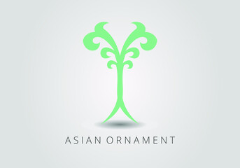 Obraz premium Ornate linear ornament in Kazakh traditional style. Asian floral design. Abstract Asian elements of the national pattern of the ancient nomads of the Kyrgyz, Mongols, Kazakhs, Tatars. EPS10.