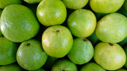 Guava - Large amounts of guava fruit, fresh guava fruit, guava fruit in a basket