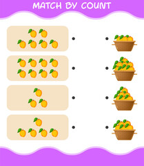 Match by count of cartoon apricot. Match and count game. Educational game for pre shool years kids and toddlers