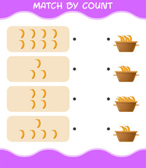 Match by count of cartoon banana. Match and count game. Educational game for pre shool years kids and toddlers