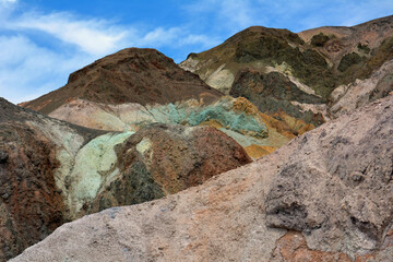 Colorful hillsides along artist's drive in  Death Valley national park, california        