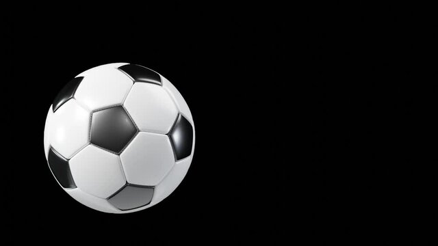 Soccer ball flying through the glass. 3d looping animation