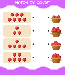 Match by count of cartoon pomegranate. Match and count game. Educational game for pre shool years kids and toddlers