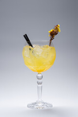 luxury gin hass orange cocktail drink with ice in glass on white background