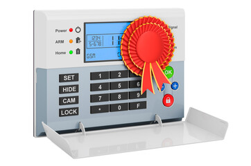 Security alarm system with best choice badge, 3D rendering