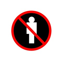 No man sign, vector art image illustration, red circle forbidden concept, solated on black background