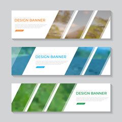 Fototapeta premium Set of horizontal business banner templates. Modern technology design. Vector illustration