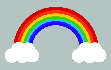 Cute Rainbow Colors above White Clouds