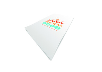 Happy New Year 2022 message paper placed on a white background. vector paper and text